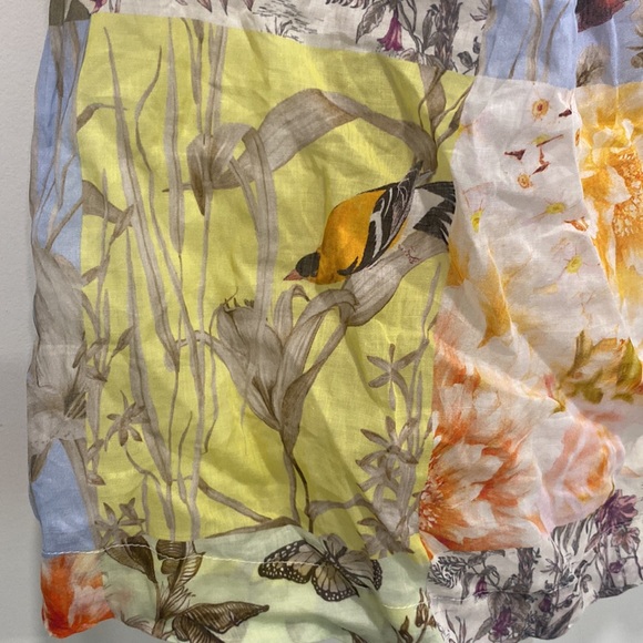 Banana Republic Ramie Twist Dress in Patchwork Blue small petite s p long sleeve - Picture 6 of 11